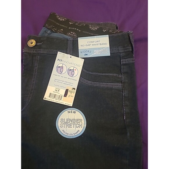 Riders by Lee Boot Cut Jeans Womens 16P Dark Wash Slender Stretch Comfort - Picture 2 of 6